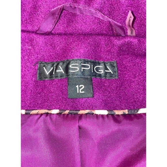 Via Spiga Magenta Wool Blend Coat - Women's Size 12 - Simply Fabulous! - Picture 7 of 15